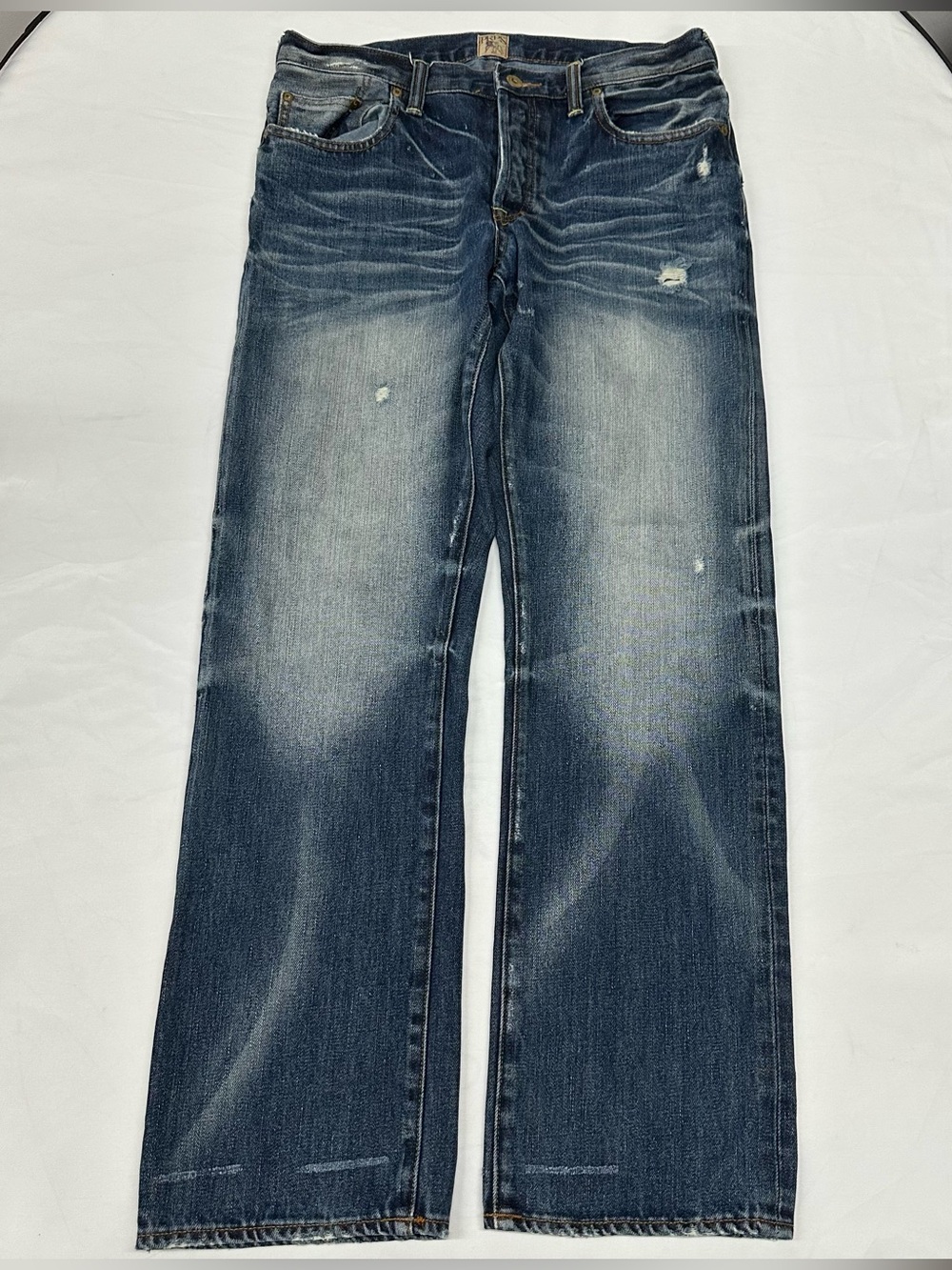PRPS Men's Faded Dark Blue Straight Jeans